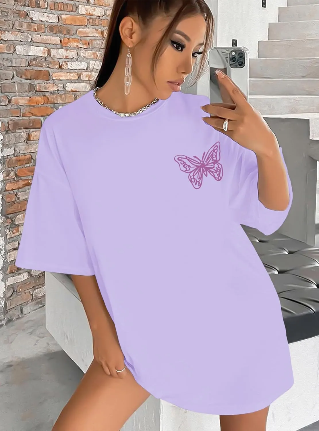 Womens Oversized Butterfly Inspirational Tshirts Positive Message Shirt Motivational Saying Aesthetic Graphic Tee Tops