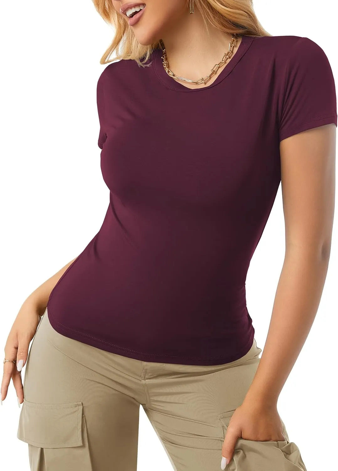 Women's T Shirt Basic Short Sleeve Summer Tops Slim Fit Y2k Tees Going Out Crop Top