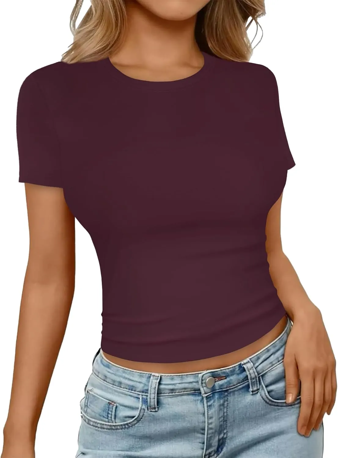 Women's T Shirt Basic Short Sleeve Summer Tops Slim Fit Y2k Tees Going Out Crop Top