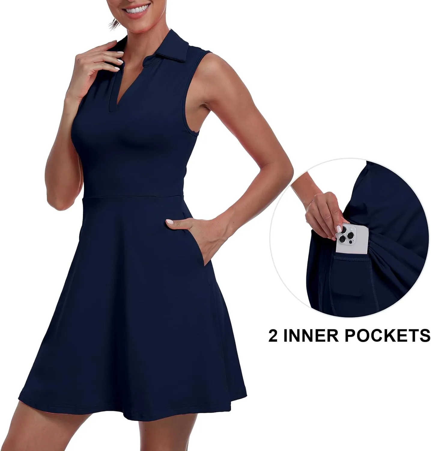 Womens Two Piece Tennis Golf Dress UPF 50  Active Athletic Exercise Sports Wear Dresses for Women with Pocket Separate Shorts