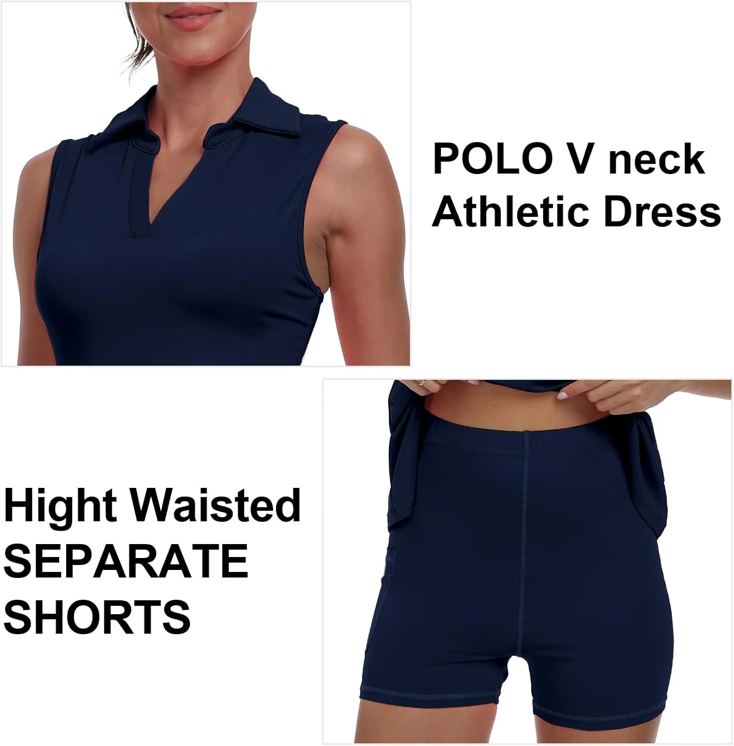 Womens Two Piece Tennis Golf Dress UPF 50  Active Athletic Exercise Sports Wear Dresses for Women with Pocket Separate Shorts