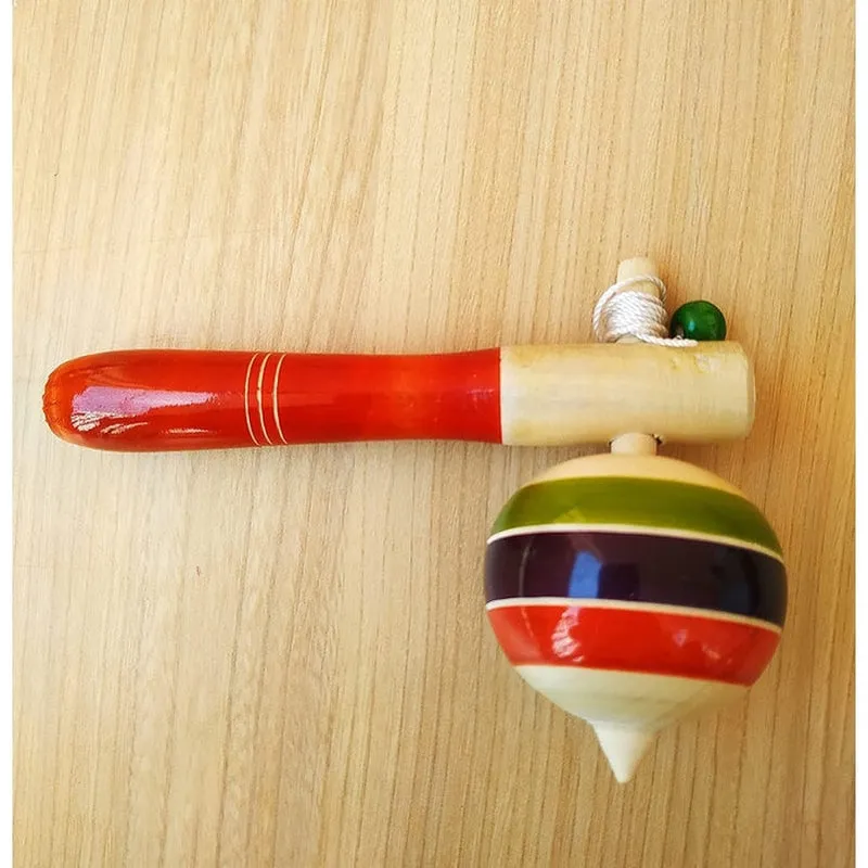 Wooden Spinning Tops  - Set of 2 Pcs( Multicolor)