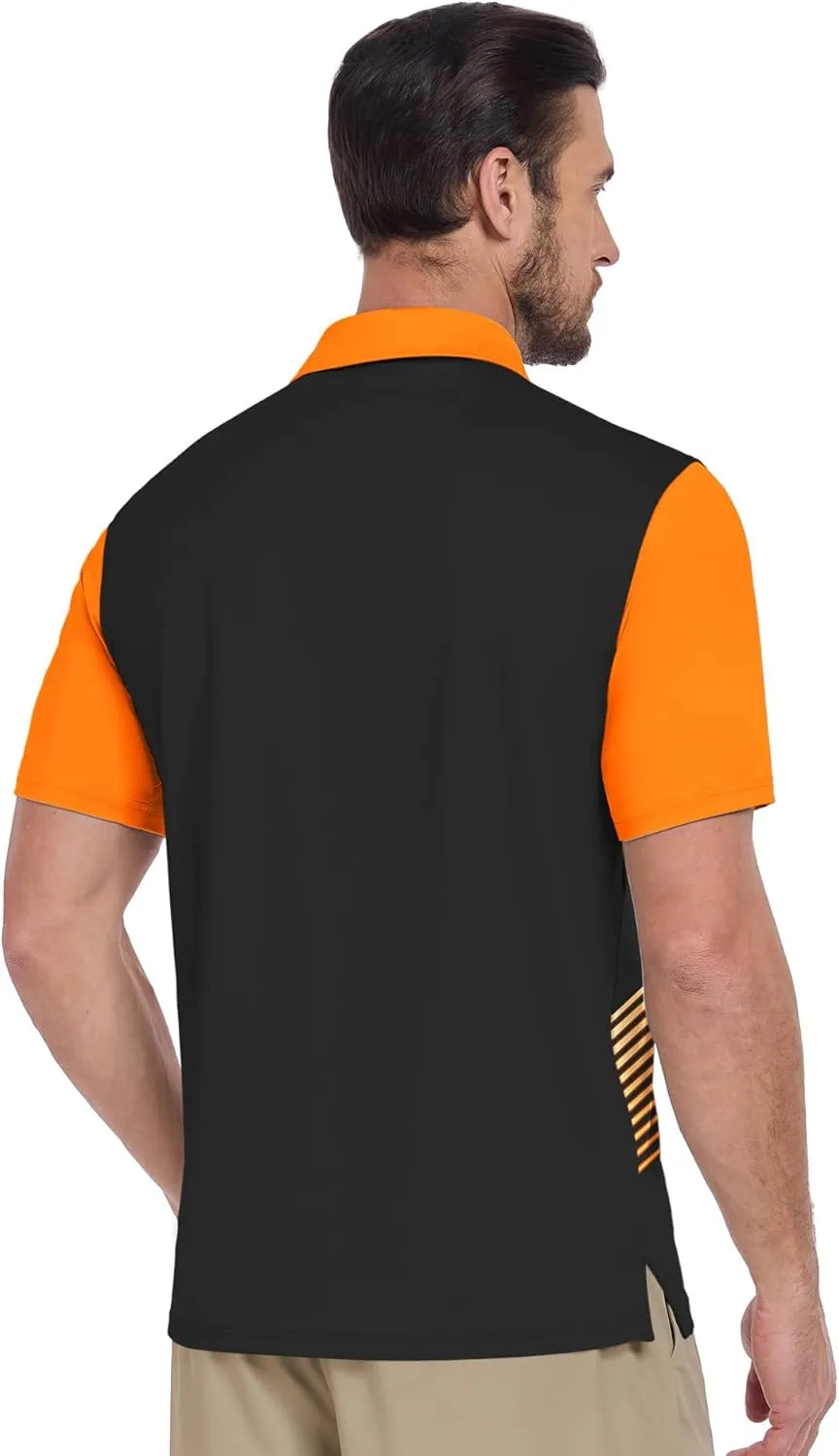 ZITY Men's Golf Shirts Short Sleeve Moisture Wicking Performance Print Patterns Casual Collared Golf Polo Shirt for Men